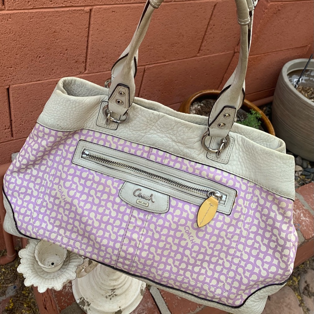 COACH Lavendar and White handbag